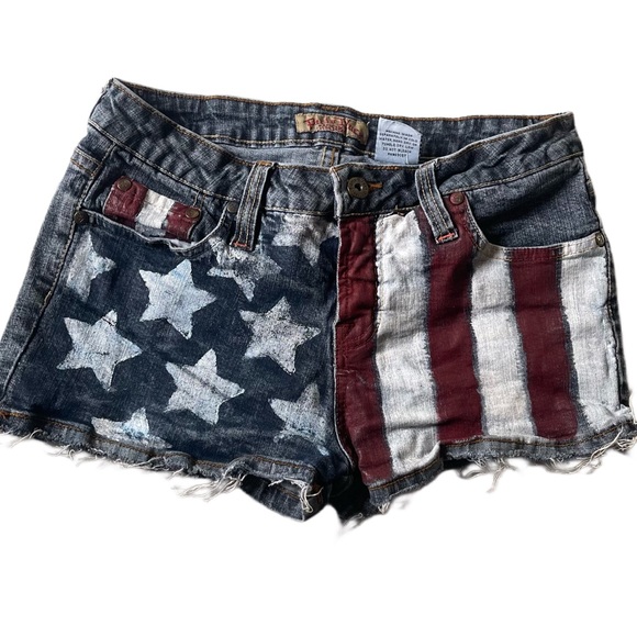 Pants - Hand painted denim shorts USA Stars and Stripes